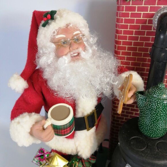 1994 HOLIDAY CREATIONS ANIMATED HOLIDAY SCENE SANTA WITH POT BELLY STOVE - Picture 6 of 16